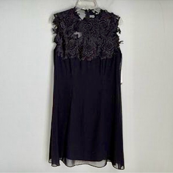 Sheer Black Lace neck line Bohemian Gown Knee Length Size 16W Holiday - Picture 1 of 11